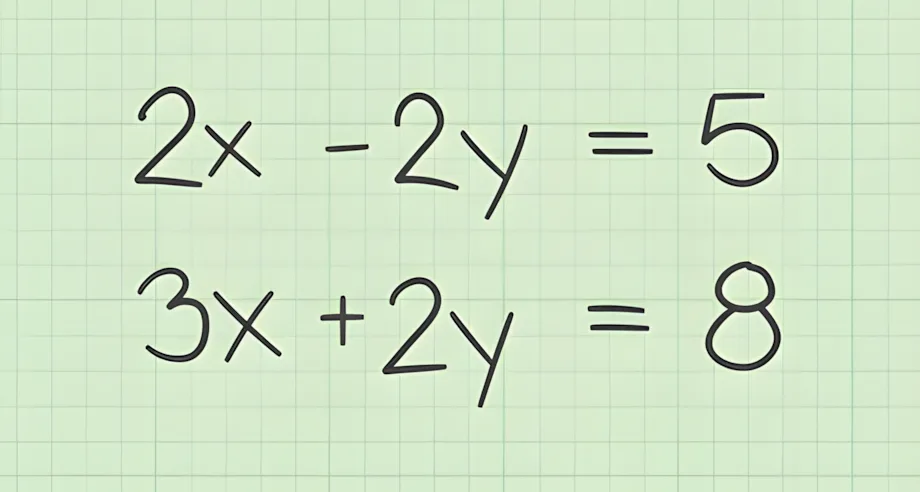 二元一次方程组示例，可使用加减消元法求解